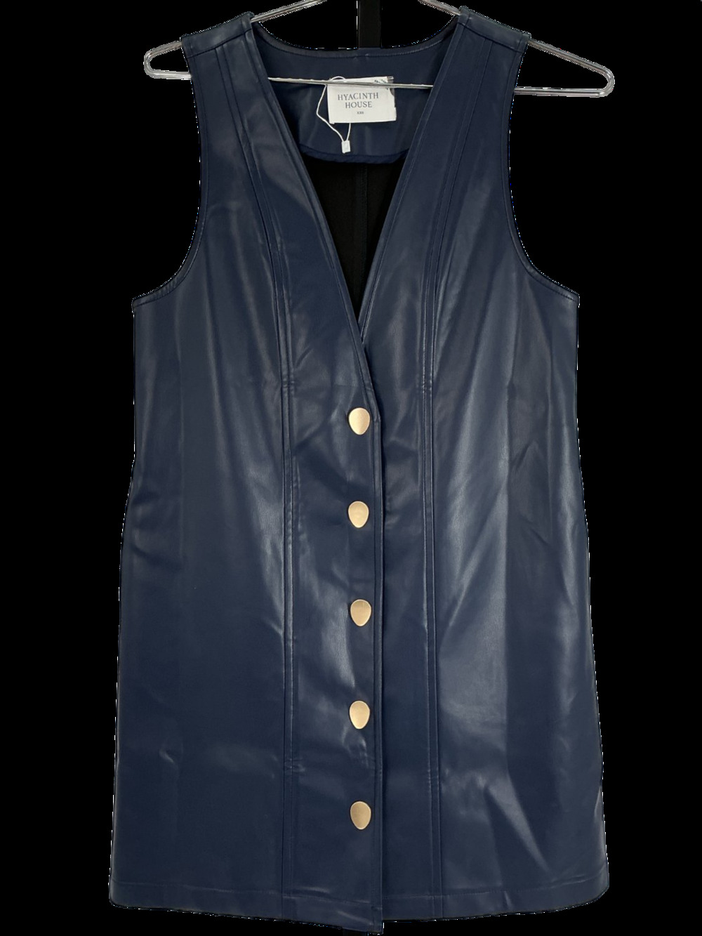 Tuckernuck Faux Leather Blue Pinafore Dress Size XXS